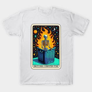 Emotional Dumpster Fire Funny Skeleton Dark Humor T-Shirt